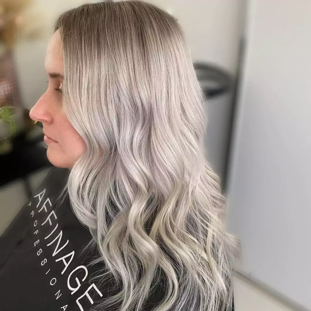 Ash Blonde Waves with Shadow Root