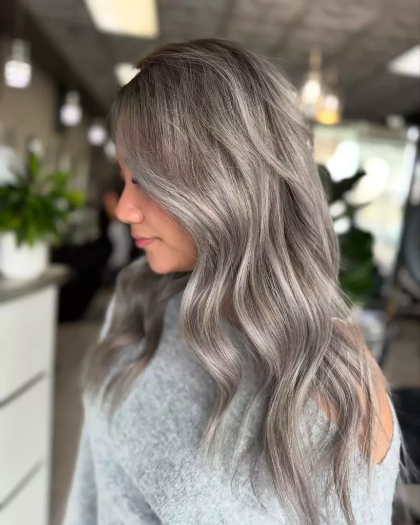 Ash Blonde Waves with Silver Highlights