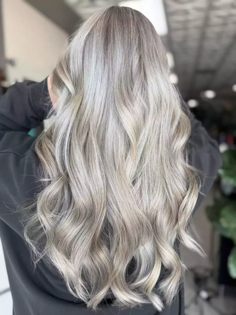 Ashy Blonde Waves with Silver Undertones