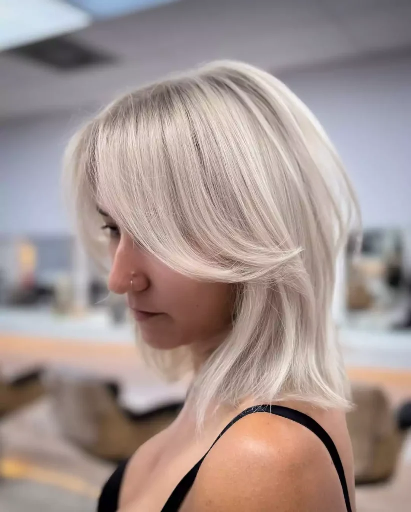 Ashy Platinum Layered Bob