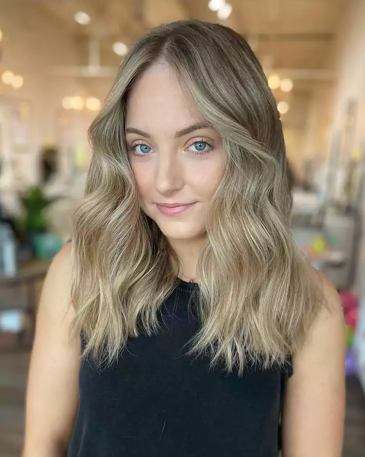 Beachy Waves with Curtain Bangs