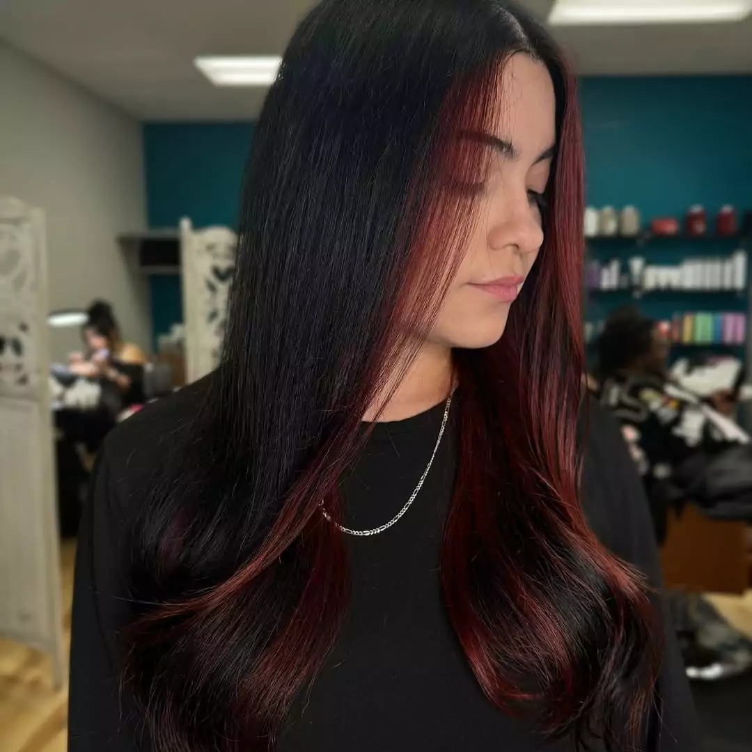 Black Cherry Ombre with Burgundy Highlights
