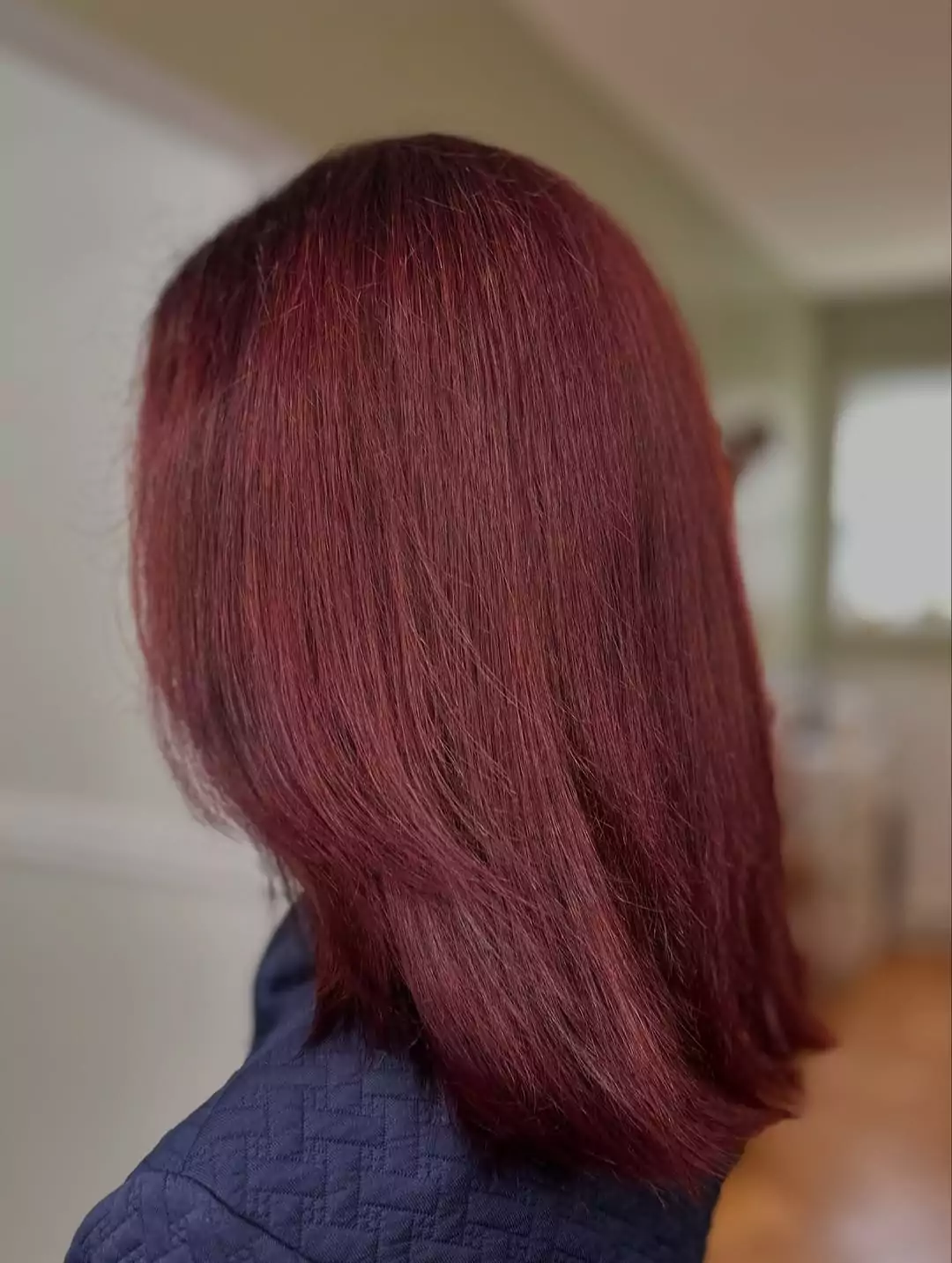 Cherry Burgundy Lob with Face-Framing Layers