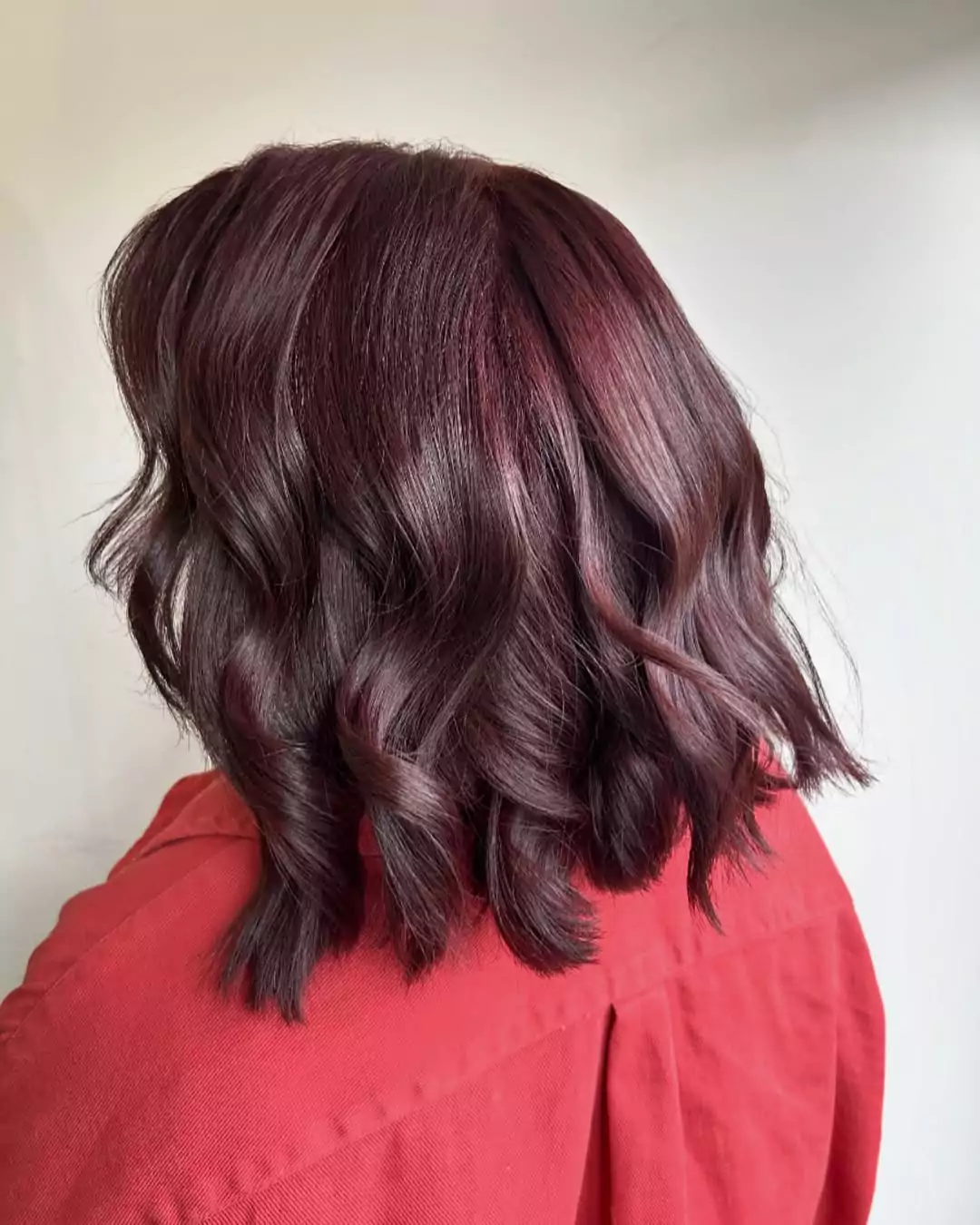 Cherry Burgundy Lob with Soft Waves