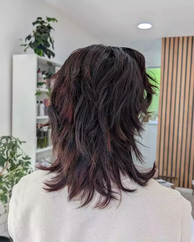 Cherry Red Layered Wolf Cut