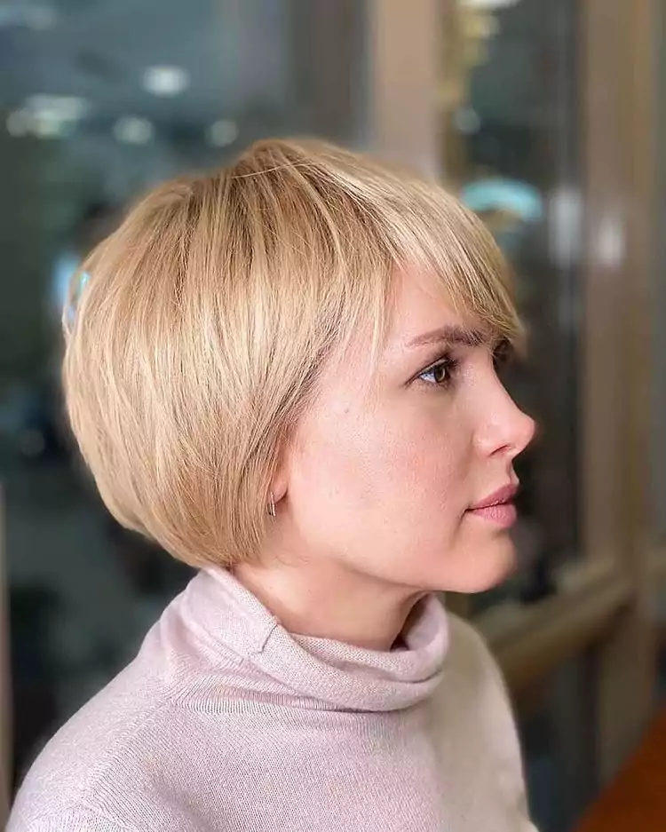 Classic Blonde Bob with Wispy Bangs