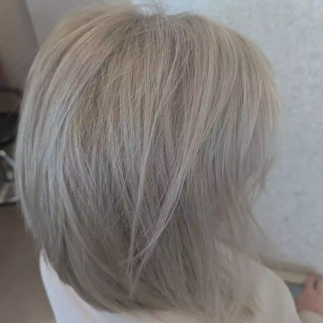 Cool Ash Blonde Layered Bob