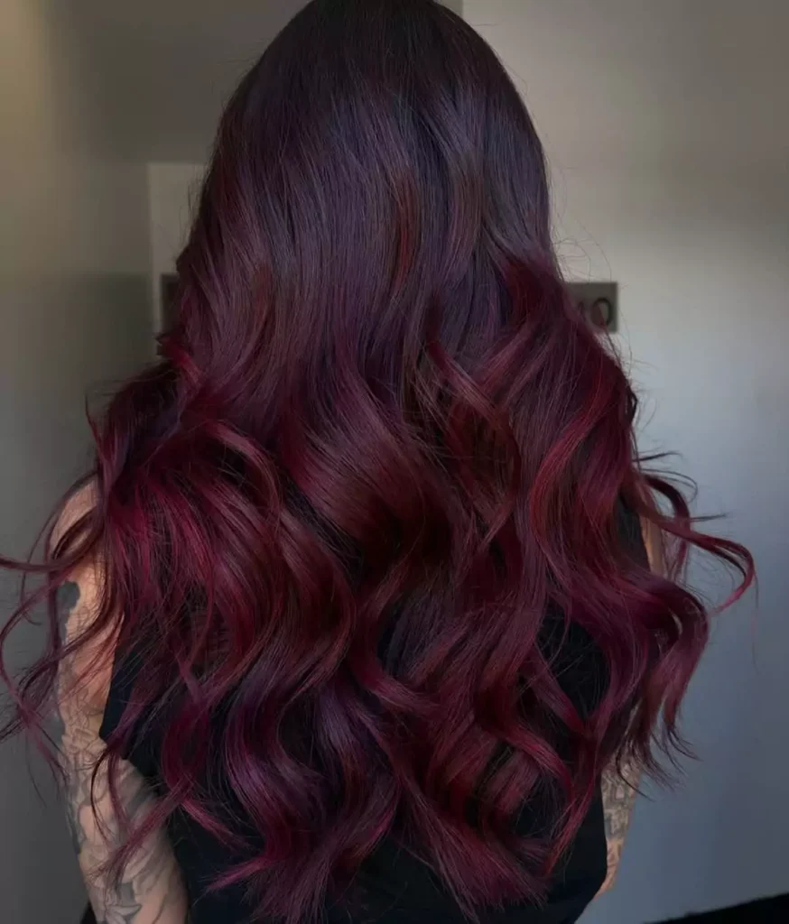 Deep Cherry Burgundy Balayage