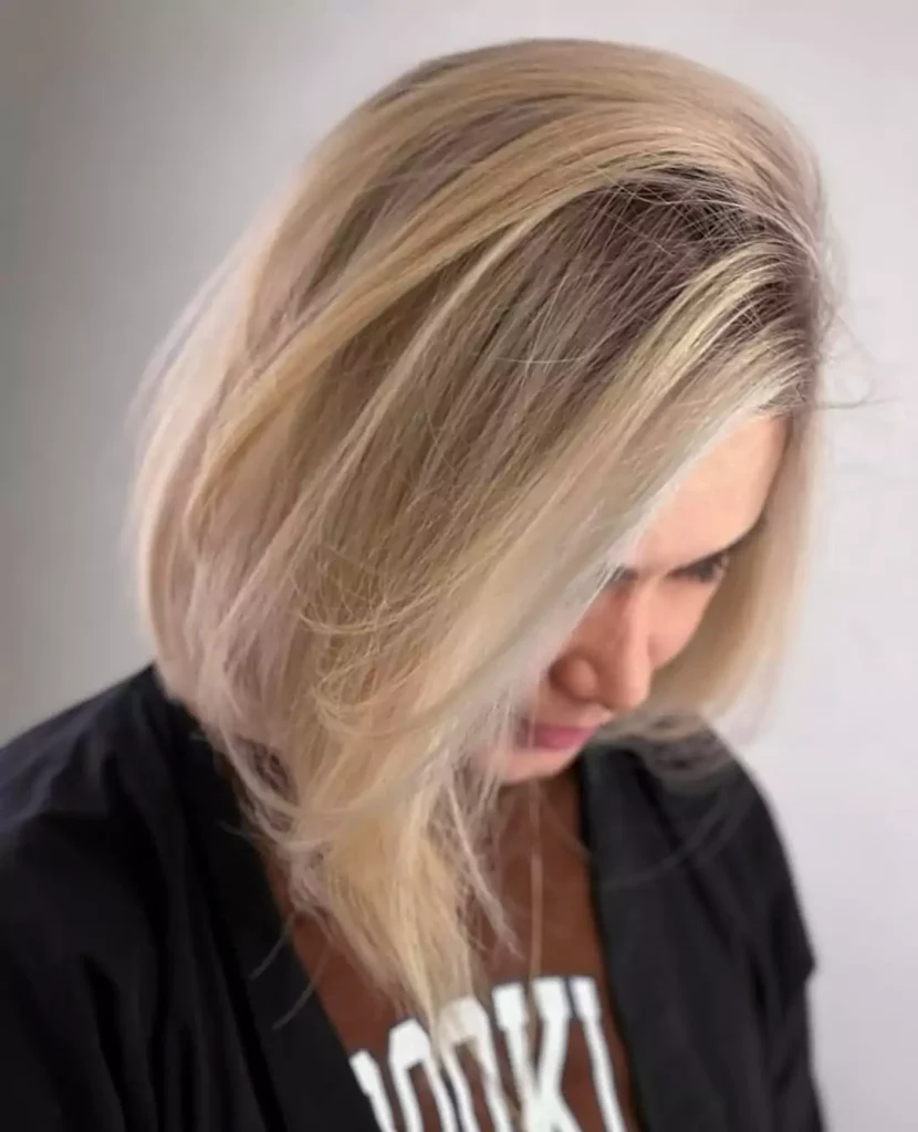 Dimensional Ash Blonde Bob with Shadow Root