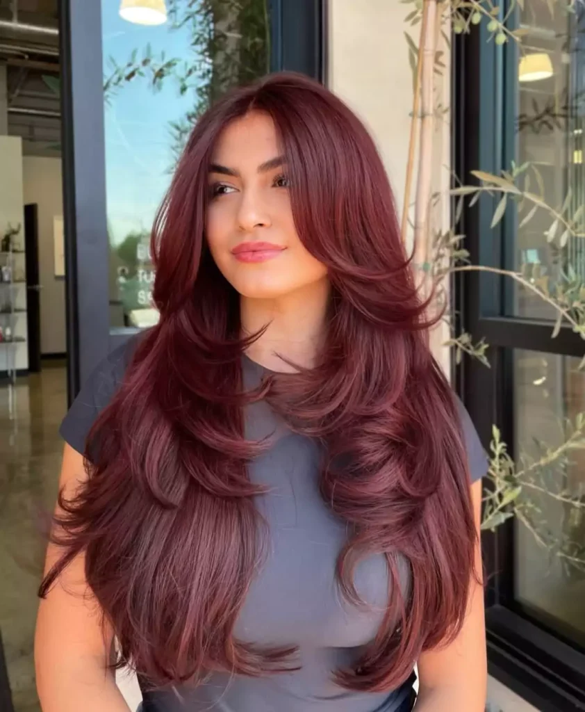Long Layered Cherry Red Waves