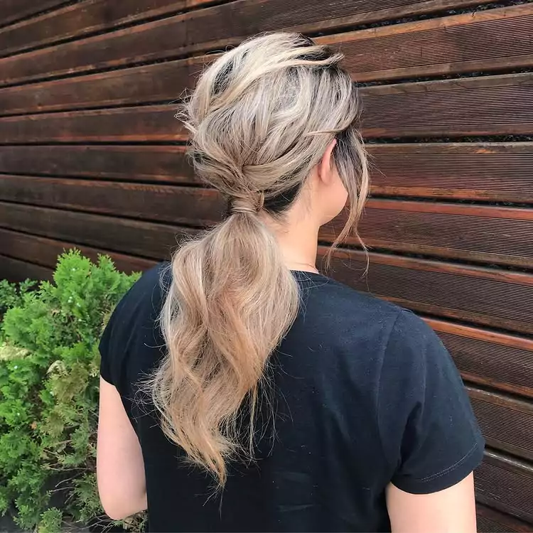 Messy Twisted Low Ponytail