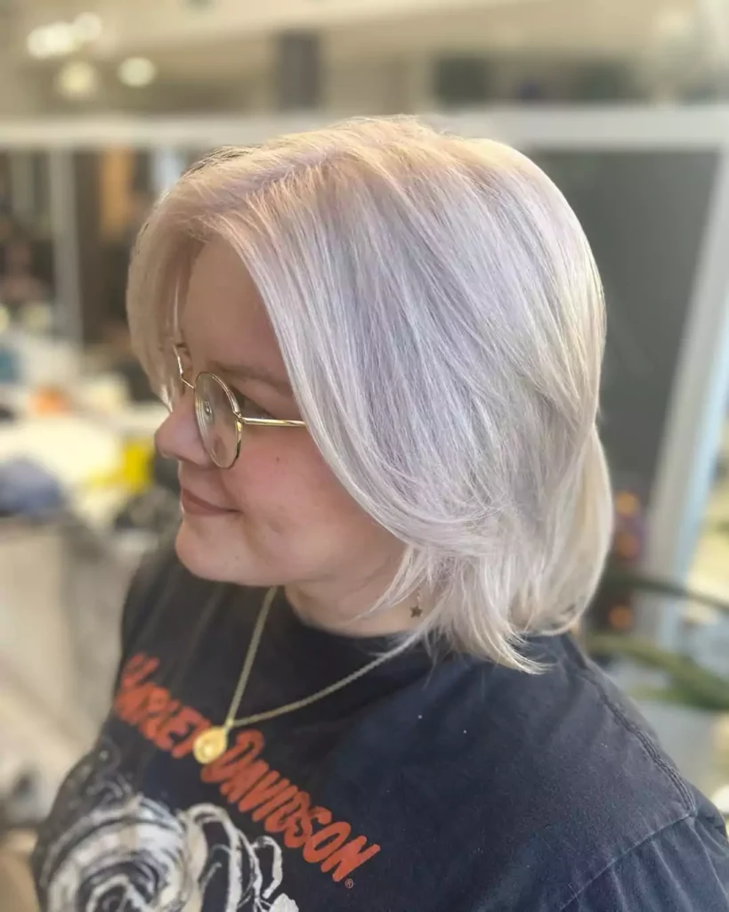 Short Platinum Blonde Bob with Face-Framing Layers