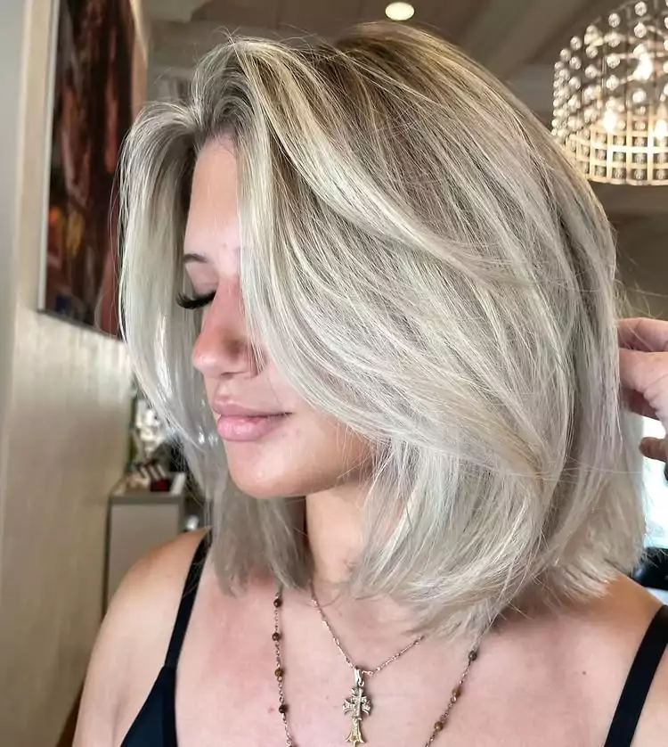 Side-Swept Blonde Cut