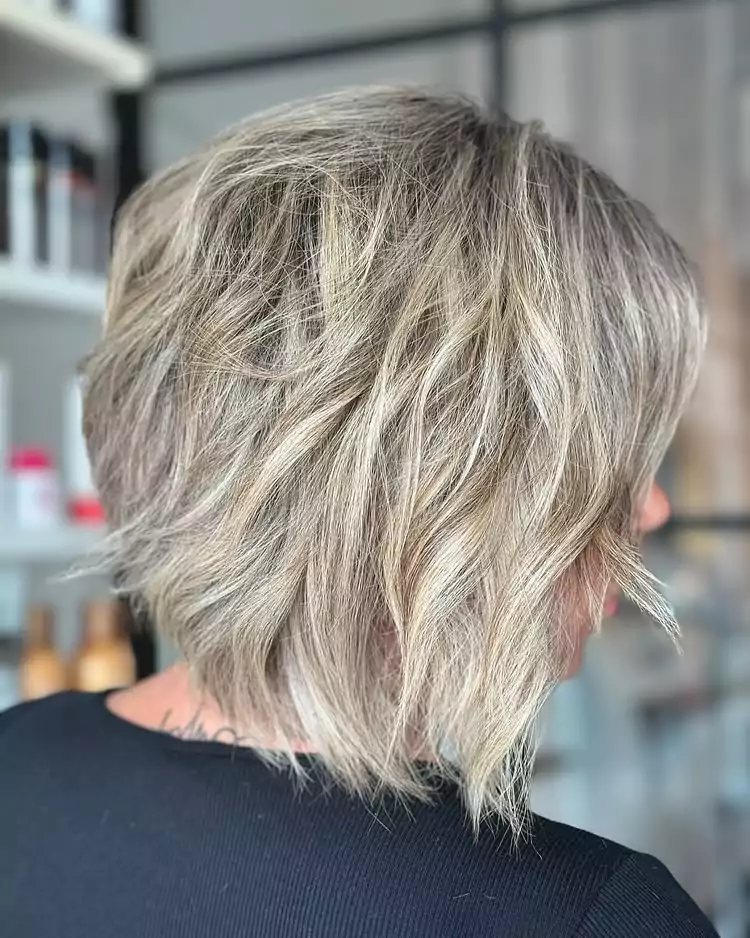 Textured Blonde Bob with Flipped Ends