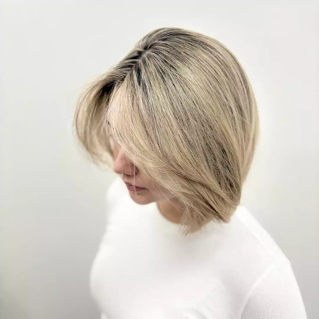 Textured Blonde Bob with Side Sweep