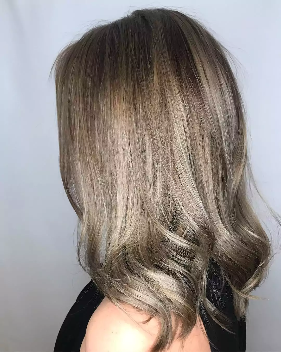 Textured Dark Blonde Lob with Dimensional Waves
