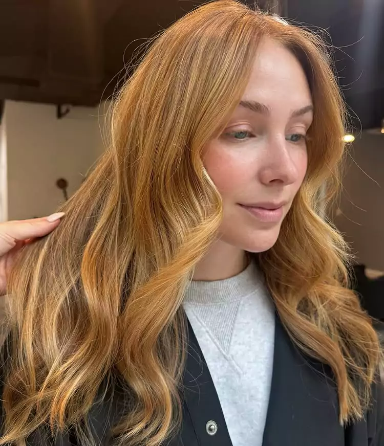 Warm Honey Strawberry Blonde Waves