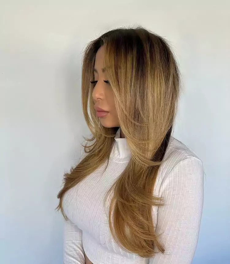 Caramel Blonde Curtain Layers